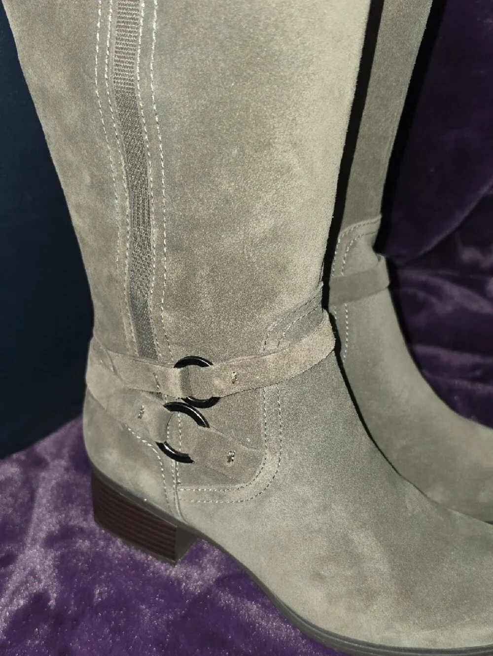 Naturalizer Taupe Suede Knee Boots with Ankle Buckle Sz 8 BOX INCLUDED